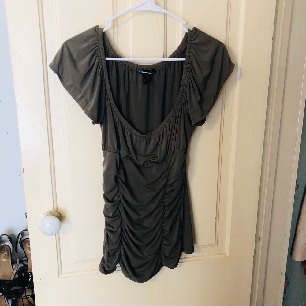 Ruched Green Top